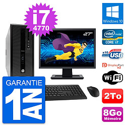 PC Tour HP EliteDesk 800 G1 Ecran 27" i7-4770 RAM 8Go Disque 2To Windows 10 Wifi · Occasion 