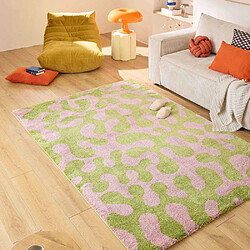 Jardindeco Tapis intérieur à poils longs Swing 384 vert 160 x 230 cm.