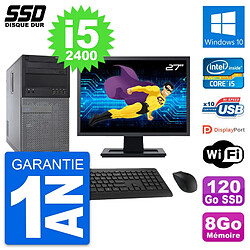 PC Tour Dell 790 MT Ecran 27" Intel i5-2400 RAM 8Go SSD 120Go Windows 10 Wifi · Occasion 