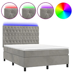 vidaXL Sommier à lattes de lit matelas et LED Gris clair 140x200 cm