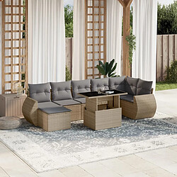 vidaXL Salon de jardin avec coussins 8 pcs beige résine tressée