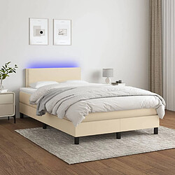 Sommier à lattes LED,Cadre à lattes de lit avec matelas pour Adulte Crème 120x200 cm Tissu -MN11598