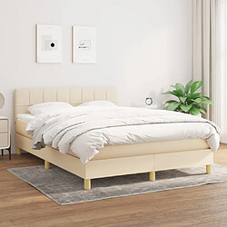 vidaXL Sommier à lattes de lit avec matelas Crème 140x190 cm Tissu 