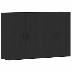 Maison Chic Lot de 2 Armoires murales,Meuble de Rangement,Armoire Suspendue noir bois d'ingénierie -MN47000