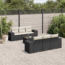 Maison Chic Ensemble Tables et chaises d'extérieur 7pcs avec coussins,Salon de jardin noir résine tressée -GKD827640