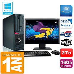 PC Fujitsu Esprimo E720 E85+ SFF G3220 RAM 16Go Disque 2 To Wifi W7 Ecran 27" · Occasion 