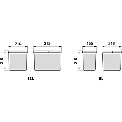 Acheter Emuca Bacs de tri pour tiroir de cuisine Recycle 1 bac de 12 litres et 2 bacs de 6 litres.