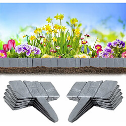 Elixir Bordures pour Jardin Plastique Bordure de Pelouse Jardin Imitation Pierre Clôture de Bordure pour Garden Plant Flower Bed Border 10 Pièces Gris