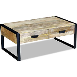 Avis vidaXL Table basse avec 2 tiroirs Bois de manguier massif 100x60x40 cm