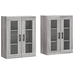 Maison Chic Lot de 2 Armoires murales,Meuble de Rangement,Armoire Suspendue sonoma gris bois d'ingénierie -MN52660