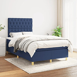 Avis Maison Chic Lit adulte- Lit + matelas,Sommier à lattes de lit avec matelas bleu 120x190 cm tissu -GKD46525