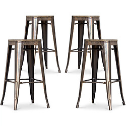 ICONIK INTERIOR Pack de 4 tabourets de bar - Design industriel - 76cm - Stylix Bronze métallisé