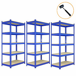 Monstershop Lot de 3 Etagères Bleues en Acier 120 x 50 x 180cm - Q-Rax