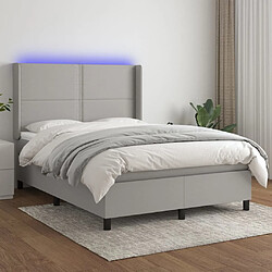 Sommier à lattes et matelas LED,Cadre à lattes de lit pour Adulte Gris clair 140x190 cm Tissu -MN71591