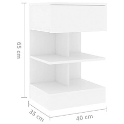 vidaXL Tables de chevet 2 pcs Blanc 40x35x65 cm Bois d’ingénierie pas cher