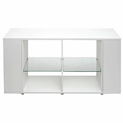 Mendler Meuble TV HWC-L36, Table de télévision Table basse Armoire TV Commode, bois 50x144x40cm Compartiment de rangement, blanc brillant pas cher