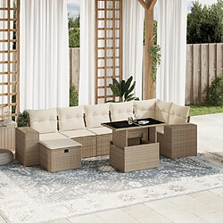 vidaXL Salon de jardin avec coussins 8 pcs beige résine tressée