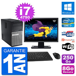 PC Tour Dell 9020 Ecran 19" Intel i7-4790 RAM 8Go Disque 250Go Windows 10 Wifi · Occasion 