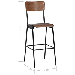 vidaXL Chaises de bar lot de 4 contreplaqué solide et acier pas cher