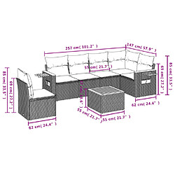 Acheter vidaXL Salon de jardin avec coussins 7 pcs beige résine tressée