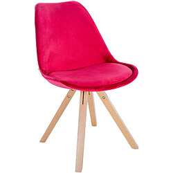 Decoshop26 Chaise de salle à manger x1 style scandinave en velours rouge pieds en bois clair 10_0001472