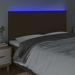 Avis Maison Chic Tête de lit scandinave à LED,meuble de chambre Marron foncé 160x5x118/128 cm Tissu -MN18039