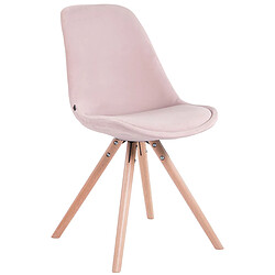 Decoshop26 4 chaises de salle à manger style scandinave en velours rose pieds rond en bois clair CDS10308