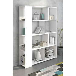 Pegane Etagère coloris blanc - Longueur 129 x profondeur 28 x hauteur 176 cm