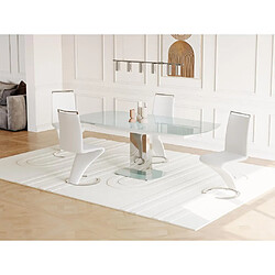 Vente-Unique Table à manger extensible TALICIA - Verre trempé & métal - 6 à 8 personnes - Coloris Blanc