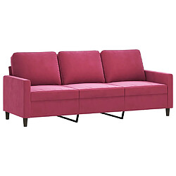 vidaXL Canapé à 3 places Rouge bordeaux 180 cm Velours