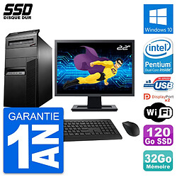 PC Tour Lenovo M93p Ecran 22" Intel G3220 RAM 32Go SSD 120Go Windows 10 Wifi · Occasion 