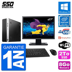 PC HP ProDesk 400 G4 SFF Ecran 27" Pentium G4400 RAM 8Go SSD 2To Windows 10 Wifi · Occasion 