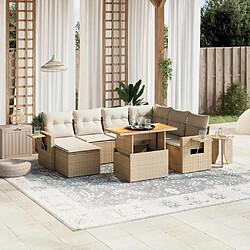 vidaXL Salon de jardin avec coussins 8 pcs beige résine tressée