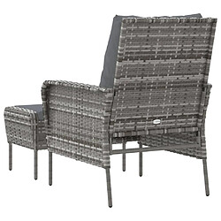 Acheter vidaXL Chaise de jardin avec tabouret gris résine tressée