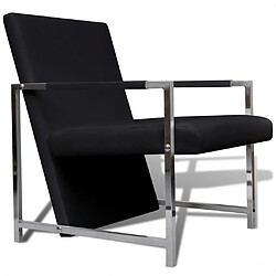 Helloshop26 Fauteuil chaise siège lounge design club sofa salon 2 pcs avec cadre chromé cuir synthétique noir 1102215/3