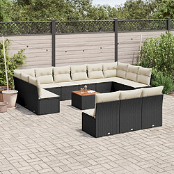 Maison Chic Salon de jardin avec coussins 14 pcs, Ensemble Tables et chaises de jardin, noir résine tressée -GKD382872