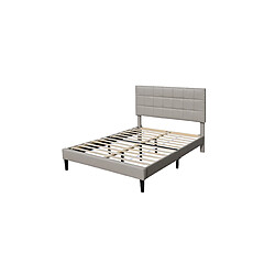 Provence Literie Lit riley pour matelas 140x190-Sommier+Tête de Lit Capitonnee Couleur GRIS+Pieds en 16cm pour matelas-2x13Lattes