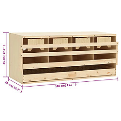 vidaXL Pondoir 4 compartiments 106x40x45 cm bois de pin massif pas cher