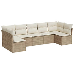 vidaXL Salon de jardin avec coussins 7 pcs beige résine tressée