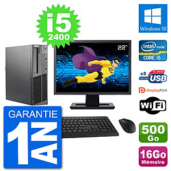 PC Lenovo M92p SFF Ecran 22" Intel i5-2400 RAM 16Go Disque 500Go Windows 10 Wifi · Occasion 