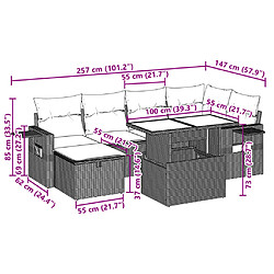 vidaXL Salon de jardin avec coussins 7 pcs gris résine tressée pas cher