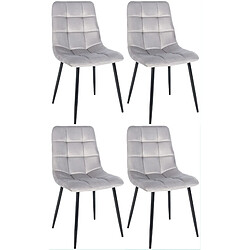 Decoshop26 Lot de 4 chaises de salle à manger style moderne et confortable en tissu velours gris et métal noir 10_0001785