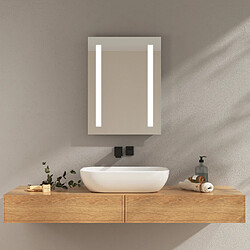 EMKE Miroir lumineux salle de bain 45x60cm, Miroir LED avec Interrupteur à bouton, Anti-buée, Miroir avec éclairage lumière Blanche Froide/Chaude 