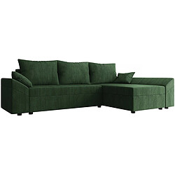 Palozi Sofa Canapé d'angle convertible avec coffre Vaugirard en velours côtelé - 3 places - Vert 