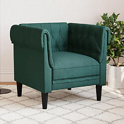 vidaXL Fauteuil Chesterfield vert foncé tissu 