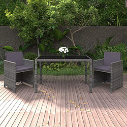 Maison Chic Ensemble à manger d'extérieur 3 pcs avec coussins,Salon de jardin,Mobilier de jardin Résine tressée Gris -GKD292171