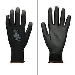 ECD Germany 36 Paires de Gants de Travail en PU - Taille 9-L - Couleur Noir - Élastique - Protection Usages Multiples - pour Mécanicien Constructeurs Travail de Jardin Bricolage - Activités Montage