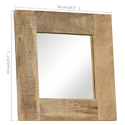 vidaXL Miroir Bois de manguier massif 50 x 50 cm pas cher