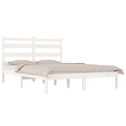 Avis Maison Chic Lit Moderne Chambre - Cadre/structure de lit pour adulte Blanc Bois de pin massif 140x200 cm -MN56948