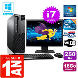 PC Lenovo M92p SFF Core I7-2600 Ram 16Go Disque 250 Go Wifi W7 Ecran 27" - Occasion